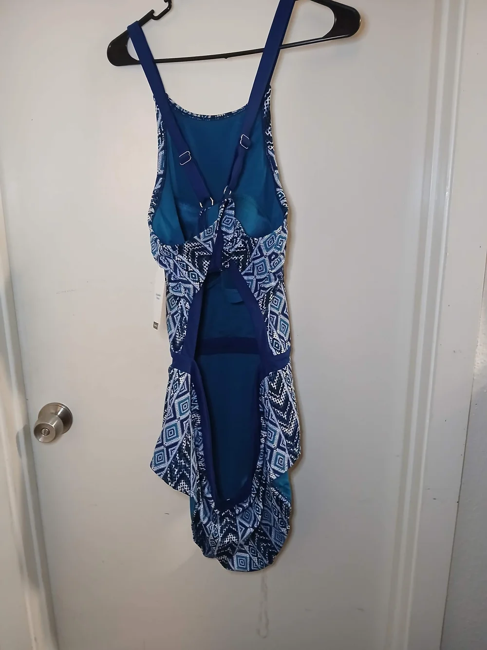 Time and Tru Blue Geometric One-Piece Swimsuit
